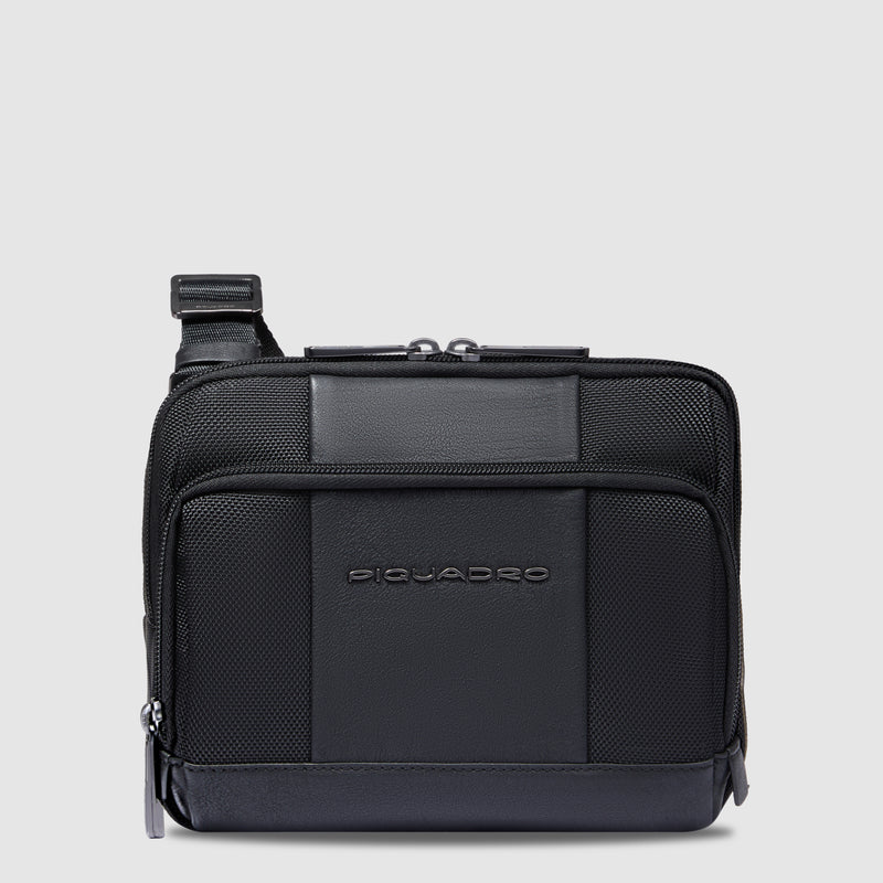 Borsello da Uomo Piquadro Brief in Tessuto Riciclato con Porta iPad®mini Nero