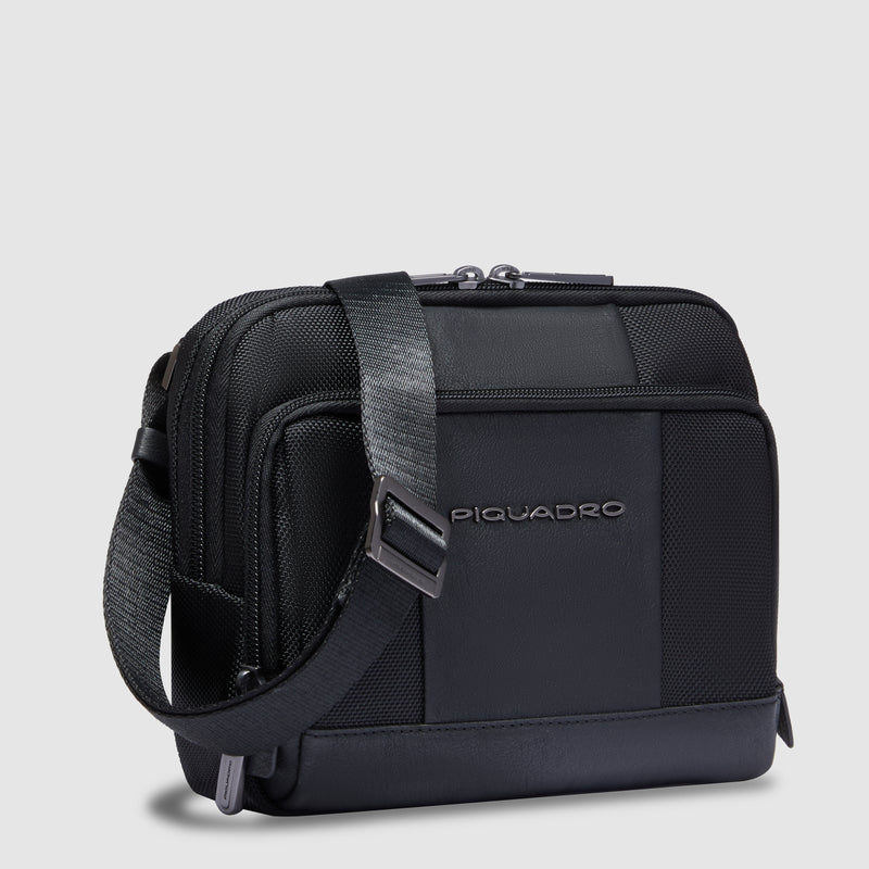 Borsello da Uomo Piquadro Brief in Tessuto Riciclato con Porta iPad®mini Nero