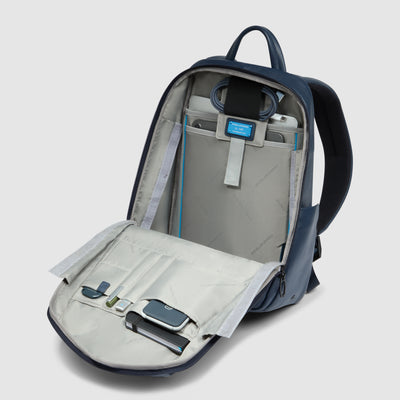 Zaino Piccolo da Uomo Piquadro Russel in Pelle con Porta PC 13'' Blu