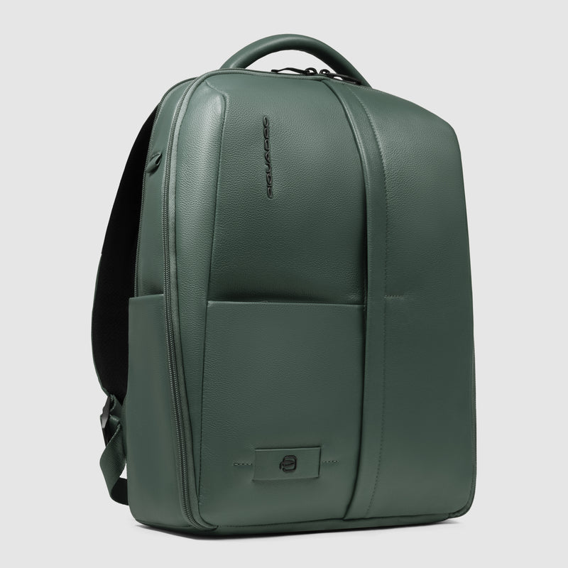 Zaino da Uomo Piquadro Russel in Pelle con Porta PC 14" Verde
