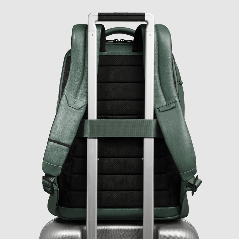 Zaino da Uomo Piquadro Russel in Pelle con Porta PC 14" Verde