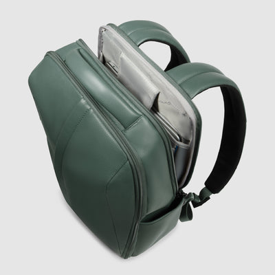 Zaino da Uomo Piquadro Russel in Pelle con Porta PC 14" Verde