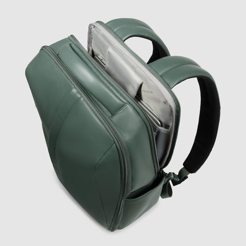 Zaino da Uomo Piquadro Russel in Pelle con Porta PC 14" Verde