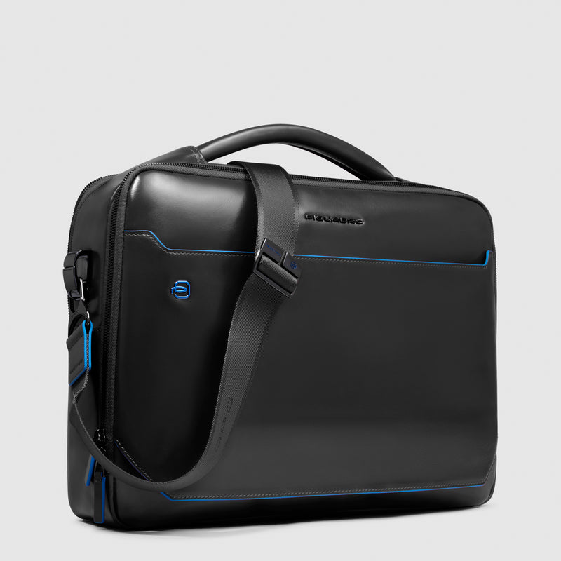 Borsa Piquadro Blue Square in Pelle con Porta PC e iPad® 12,9" Nero