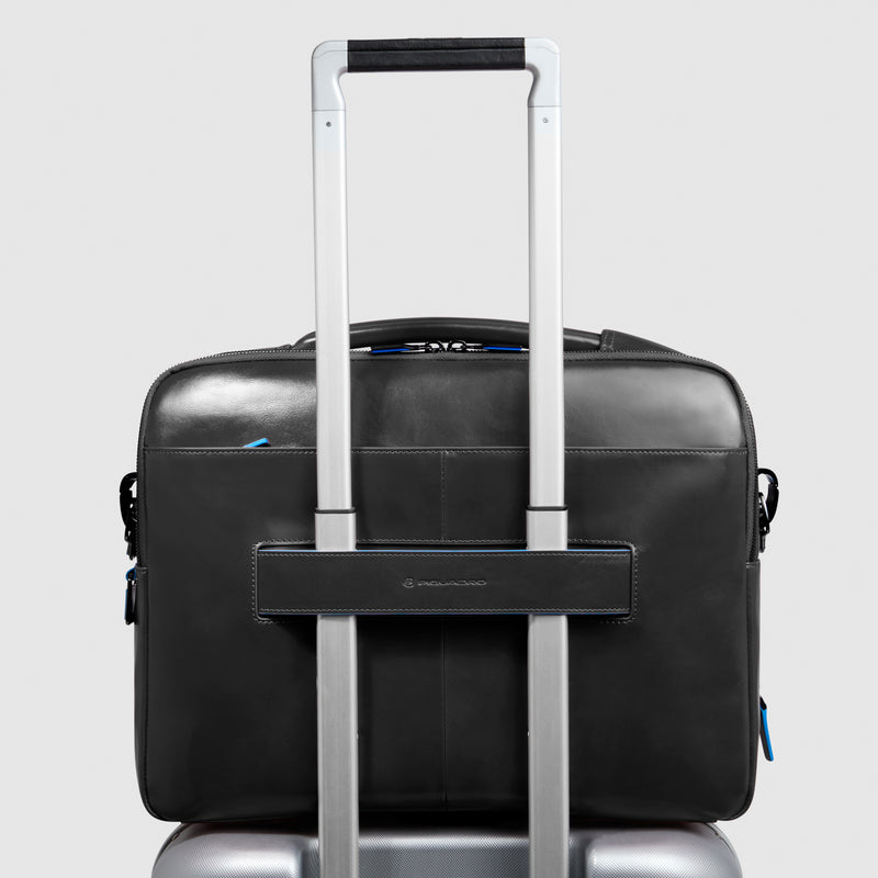 Borsa Piquadro Blue Square in Pelle con Porta PC e iPad® 12,9" Nero