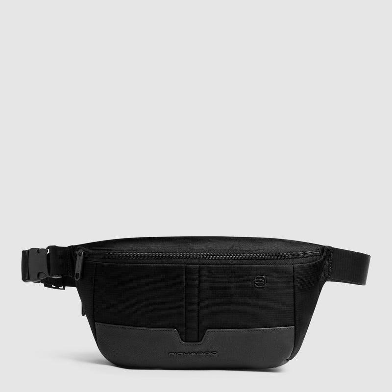 Marsupio Piquadro Marcel in Pelle e Tessuto Espandibile con RFID Nero