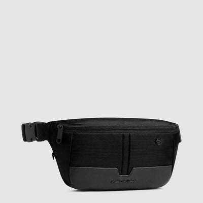 Marsupio Piquadro Marcel in Pelle e Tessuto Espandibile con RFID Nero