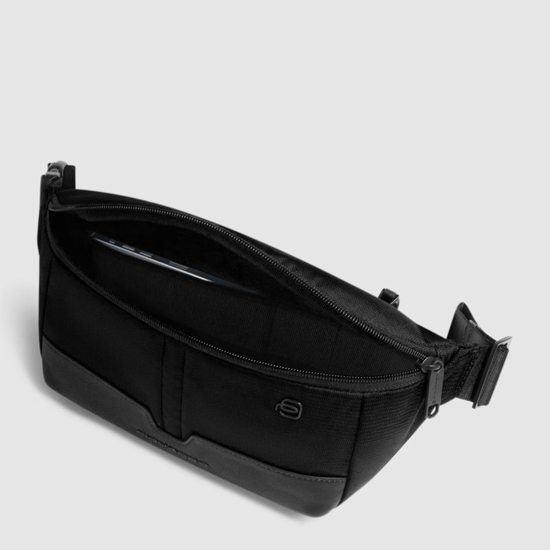 Marsupio Piquadro Marcel in Pelle e Tessuto Espandibile con RFID Nero