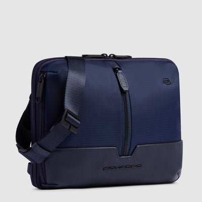 Borsello Orizzontale Piquadro Marcel in Pelle e Tessuto con Porta iPad® 11'' Blu