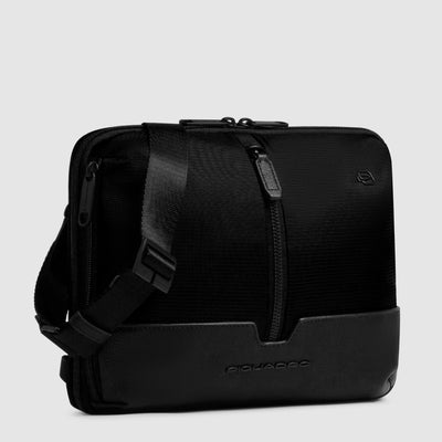 Borsello Orizzontale Piquadro Marcel in Pelle e Tessuto con Porta iPad® 11'' Nero