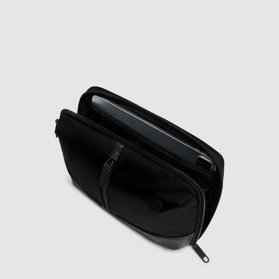 Borsello Orizzontale Piquadro Marcel in Pelle e Tessuto con Porta iPad® 11'' Nero