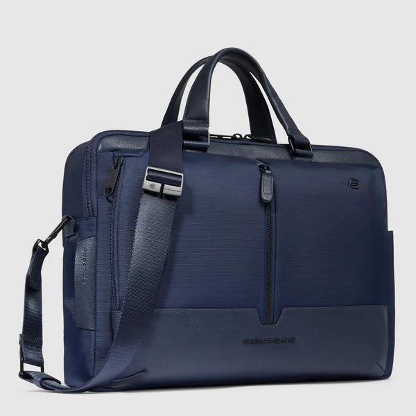 Cartella Briefcase Piquadro Marcel in Pelle e Tessuto con Porta PC 15,6&