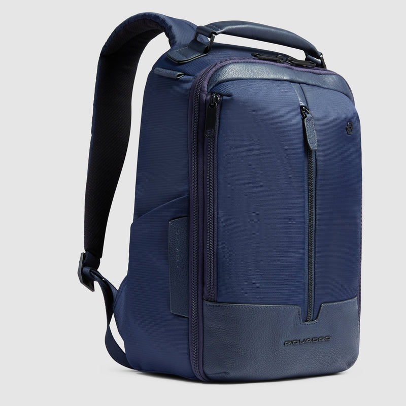 Zainetto Piquadro Marcel in Pelle e Tessuto con Porta PC 13" Blu