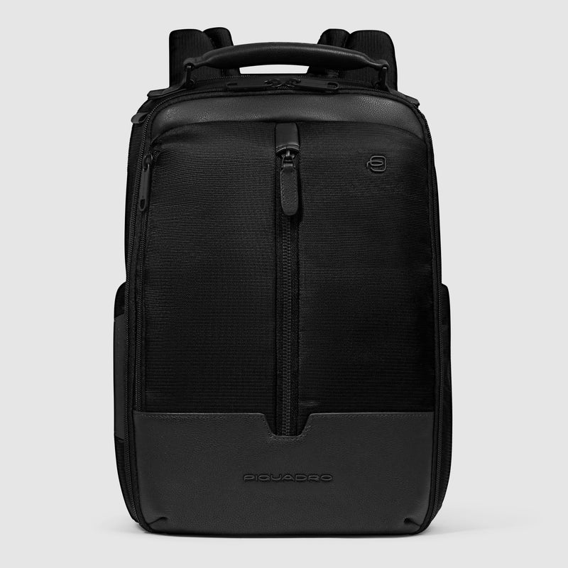 Zainetto Piquadro Marcel in Pelle e Tessuto con Porta PC 13" Nero