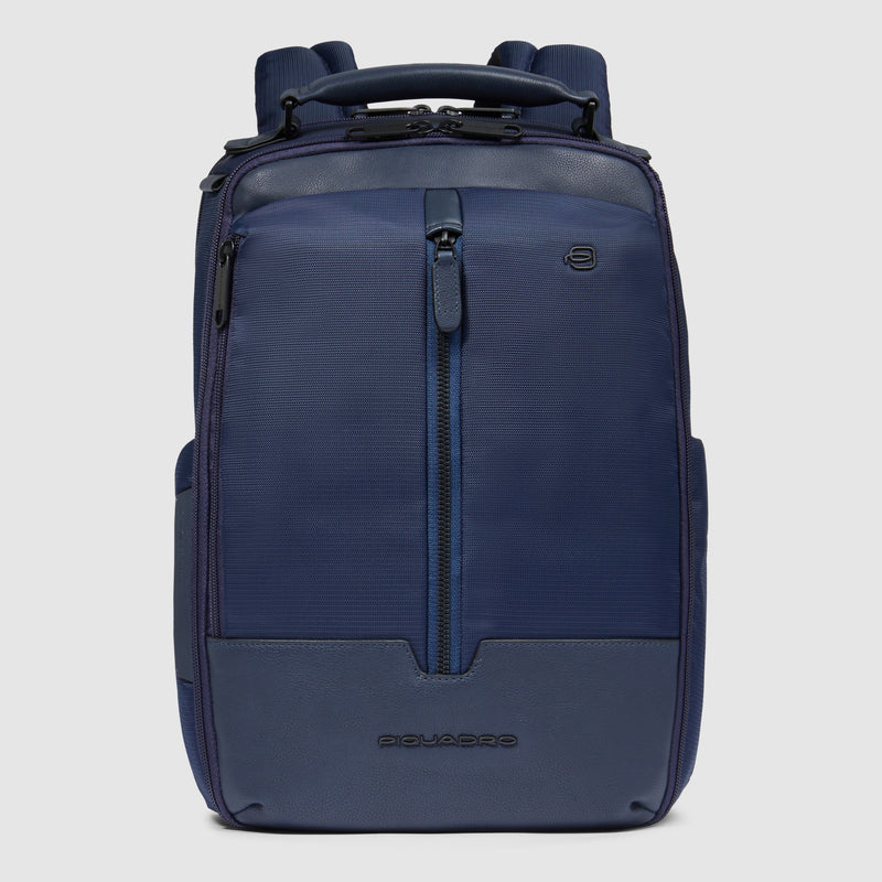 Zaino Piquadro Marcel in Pelle e Tessuto con Porta PC 14" Blu