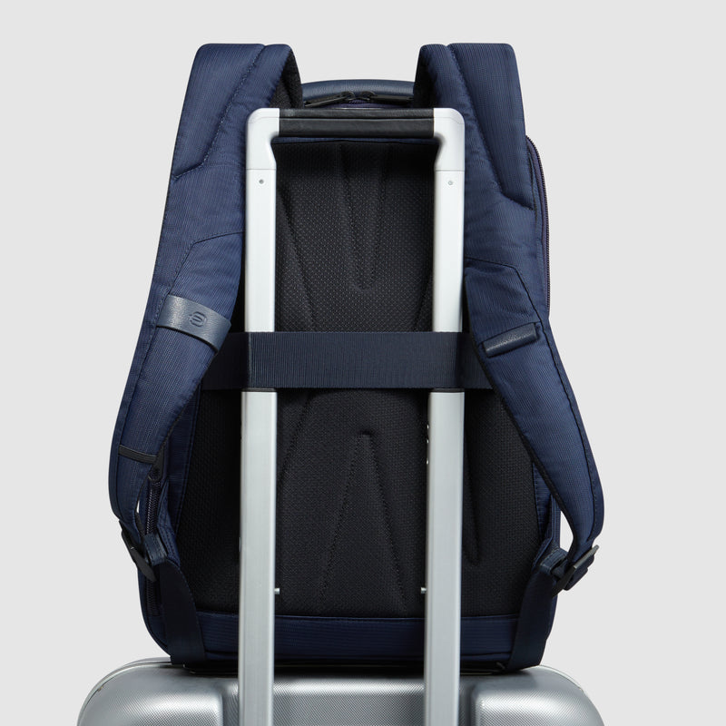 Zaino Piquadro Marcel in Pelle e Tessuto con Porta PC 14" Blu