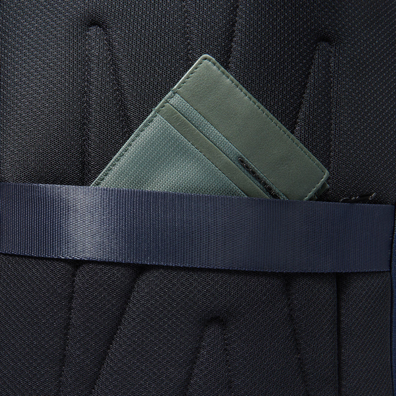 Zaino Piquadro Marcel in Pelle e Tessuto con Porta PC 14" Blu e Testa di Moro