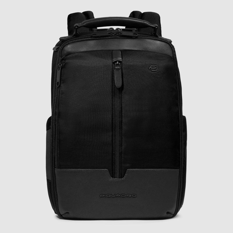 Zaino Piquadro Marcel in Pelle e Tessuto con Porta PC 14" Nero