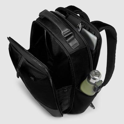 Zaino Piquadro Marcel in Pelle e Tessuto con Porta PC 14" Nero