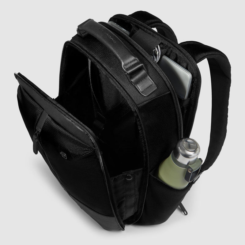 Zaino Piquadro Marcel in Pelle e Tessuto con Porta PC 14" Nero