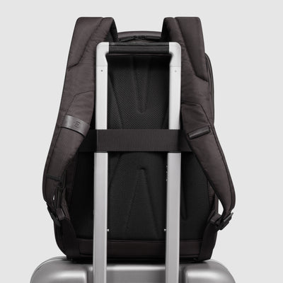 Zaino Piquadro Marcel in Pelle e Tessuto con Porta PC 14" Testa di Moro