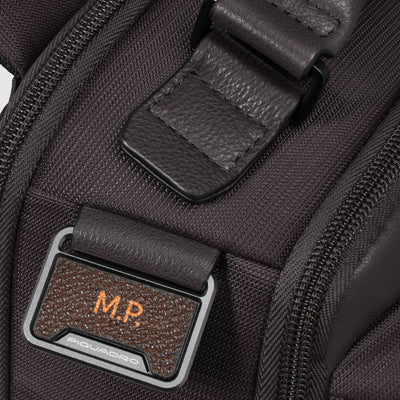 Zaino Piquadro Marcel in Pelle e Tessuto con Porta PC 14" Testa di Moro