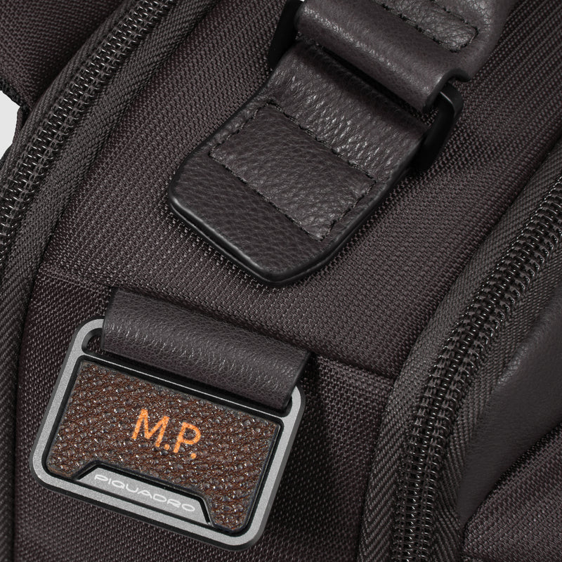 Zaino Piquadro Marcel in Pelle e Tessuto con Porta PC 14" Testa di Moro