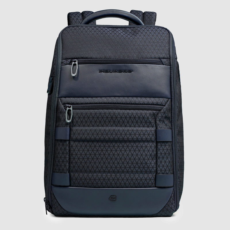 Zaino da Viaggio 2in1 Modulare Piquadro HEX in Tessuto Riciclato e PU con Lucchetto e Porta PC 15,6" Blu