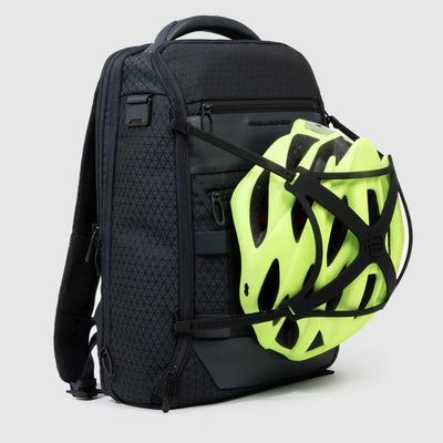 Zaino da Viaggio Espandibile Modulare Piquadro HEX in Tessuto Riciclato e PU con Lucchetto e Porta PC 15,6" Blu