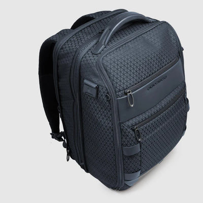 Zaino da Viaggio Espandibile Modulare Piquadro HEX in Tessuto Riciclato e PU con Lucchetto e Porta PC 15,6" Blu