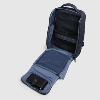 Zaino da Viaggio Espandibile Modulare Piquadro HEX in Tessuto Riciclato e PU con Lucchetto e Porta PC 15,6" Blu