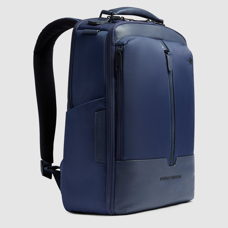 Zaino Piquadro Marcel in Pelle e Tessuto con Porta PC 15,6" Blu