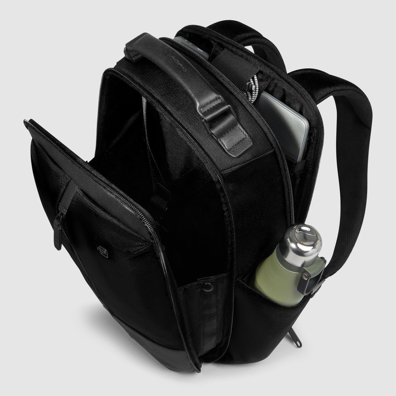 Zaino Piquadro Marcel in Pelle e Tessuto con Porta PC 15,6" Nero