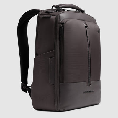 Zaino Piquadro Marcel in Pelle e Tessuto con Porta PC 15,6" Testa di Moro