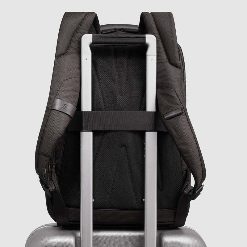 Zaino Piquadro Marcel in Pelle e Tessuto con Porta PC 15,6" Testa di Moro