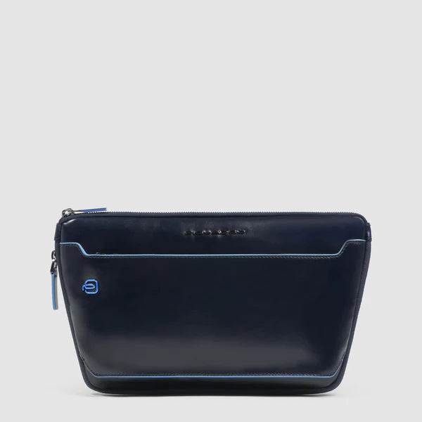 Marsupio Piatto Espandibile Piquadro Blue Square in Pelle con Attacchi Riposizionabili Blu