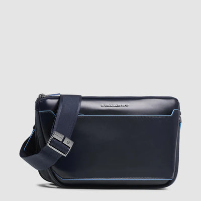 Marsupio Piatto Espandibile Piquadro Blue Square in Pelle con Attacchi Riposizionabili Blu