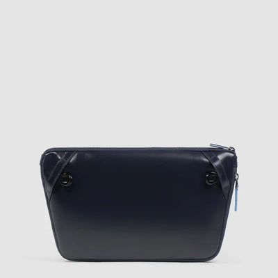 Marsupio Piatto Espandibile Piquadro Blue Square in Pelle con Attacchi Riposizionabili Blu