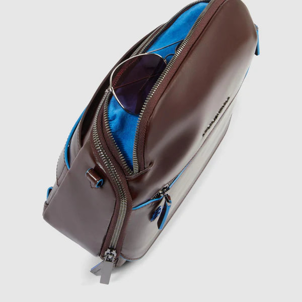 Borsello da Uomo Piquadro Blue Square in Pelle con Porta iPad®mini Mogano