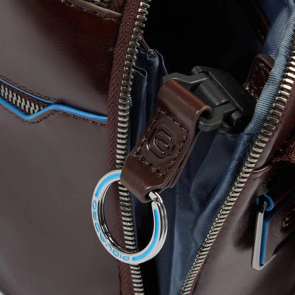 Borsello da Uomo Piquadro Blue Square in Pelle con Porta iPad®mini Mogano