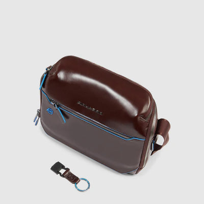 Borsello da Uomo Piquadro Blue Square in Pelle con Porta iPad®mini Mogano