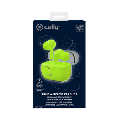 Auricolari In-Ear Celly CLEAR True Wireless Giallo Neon Trasparente