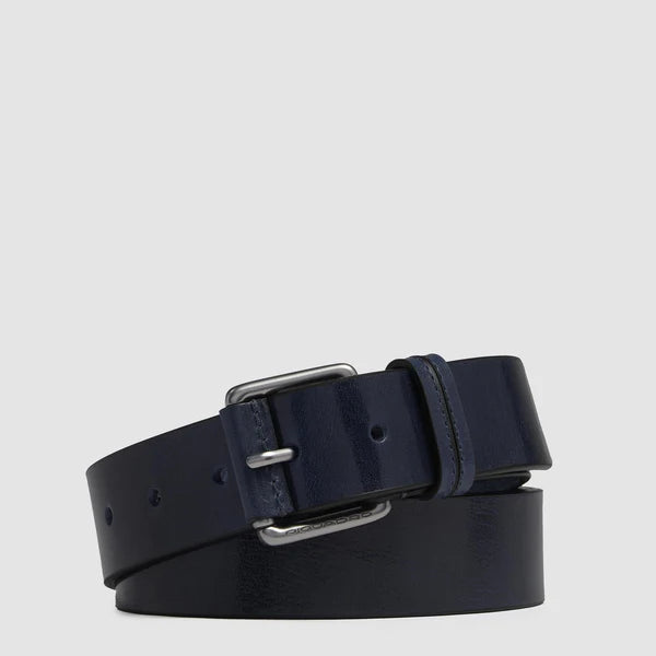 Cintura da Uomo Piquadro New Classic in Pelle con Fibbia ad Ardiglione Blu
