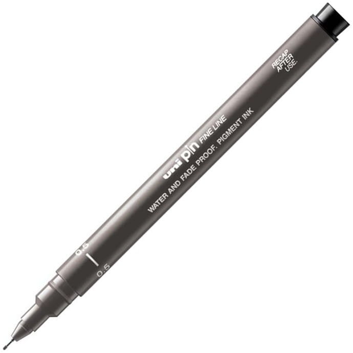 Marcatore a Penna Uni Pin Fineliner con Punta 0,5 mm Grigio Scuro