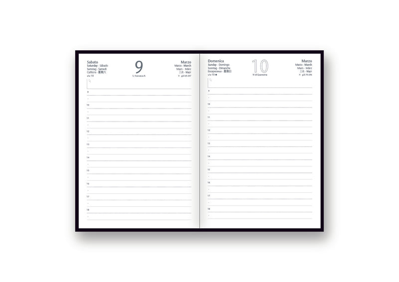 Agenda 12 Mesi Giornaliera Intercambiabile Bold Style Rigato Nero 15 x 21 cm