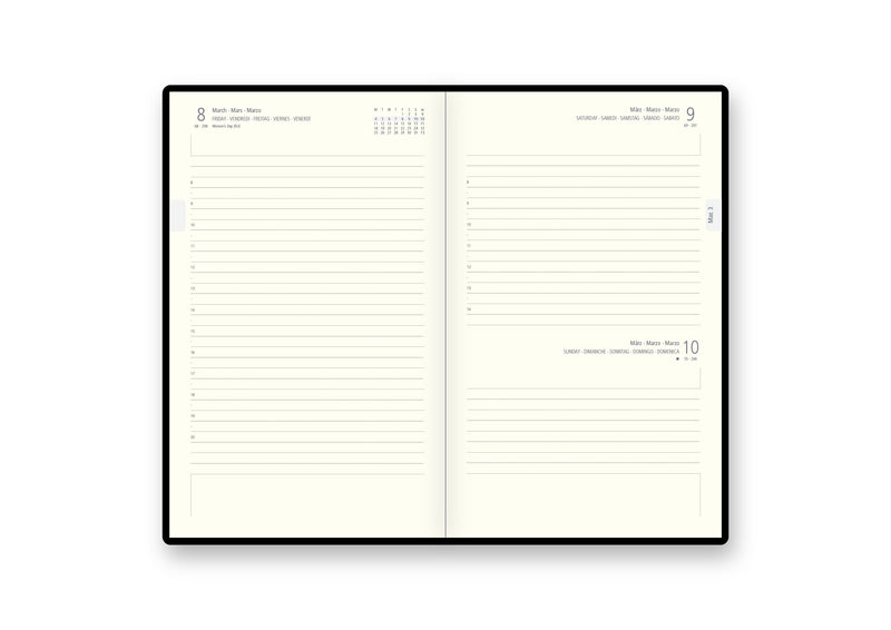 Agenda 12 Mesi Intempo Cartesio Giornaliera in Similpelle con Elastico e Penna Grigio 13 x 21 cm - 2026