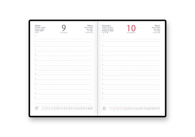 Agenda 12 Mesi Giornaliera Classic in Similpelle Rosso con Laccio 15 x 21 cm