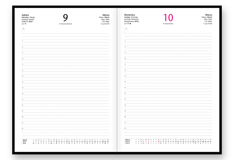 Agenda 24 Mesi Duplex Giornaliera Intempo Magique 2026 in Balacron Rosso 21 x 30 cm