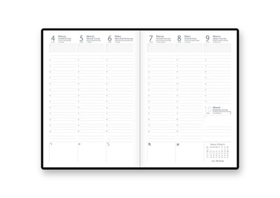 Agenda 12 Mesi Settimanale 2026 Intempo Saffiano Intercambiabile in Similpelle Rigata Nero 15 x 21 cm