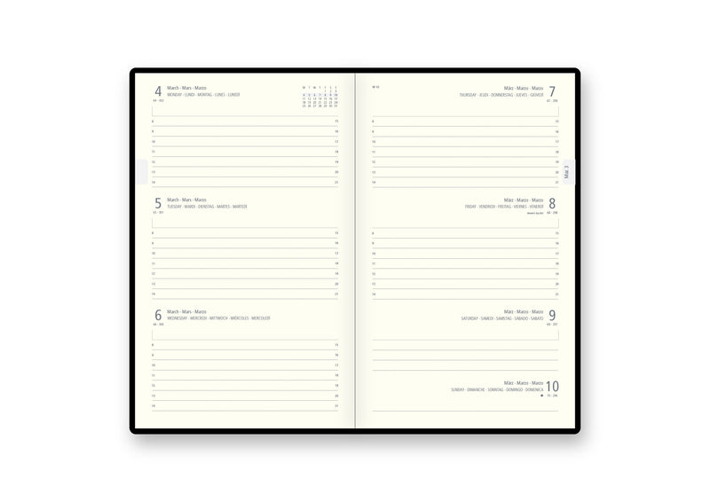 Agenda 12 Mesi Settimanale Intercambiabile Bold Style Rigato Nero 15 x 21 cm